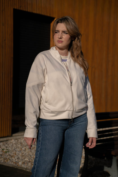 Bomber Jacket em Marfim Made in Portugal - Limon Rose | vista 10