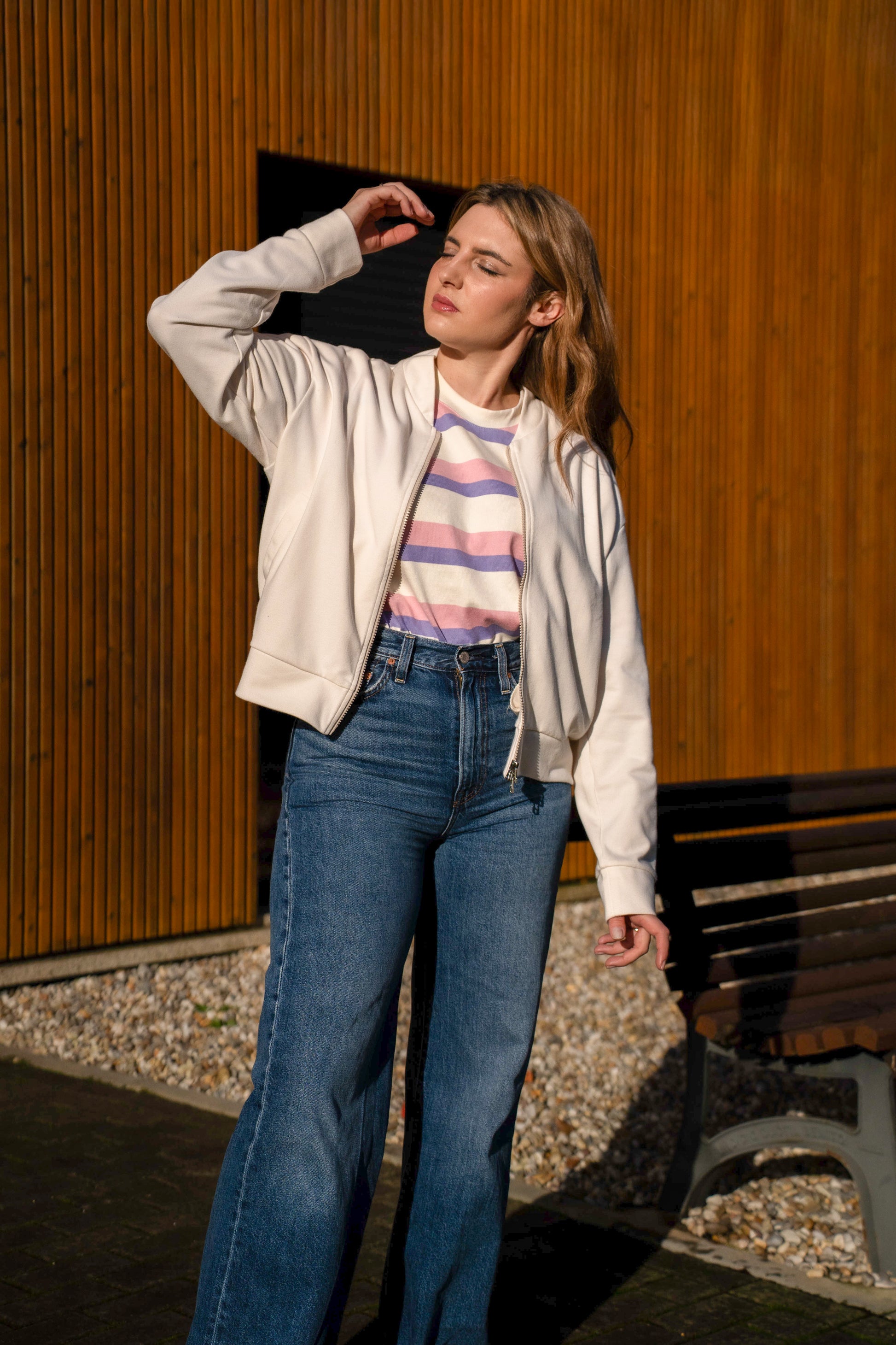 Bomber Jacket em Marfim Made in Portugal - Limon Rose | vista 15