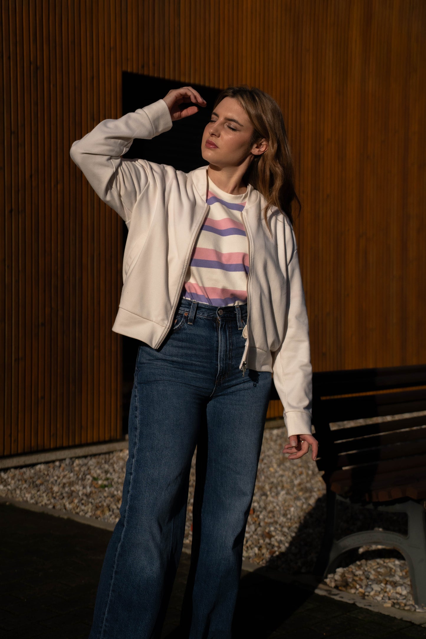 Bomber Jacket em Marfim Made in Portugal - Limon Rose | vista 16