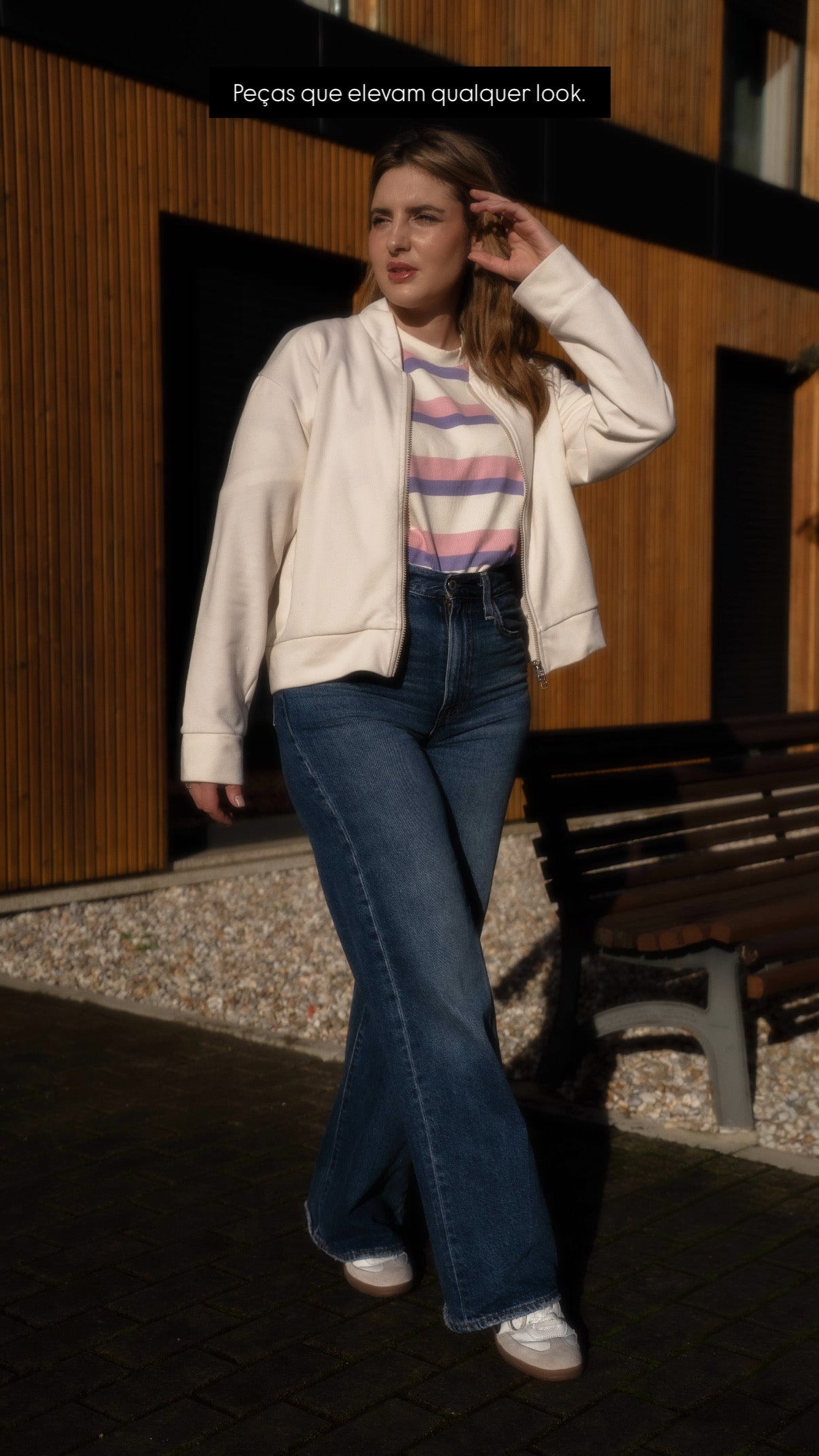 Bomber Jacket em Marfim Made in Portugal - Limon Rose | vista 19