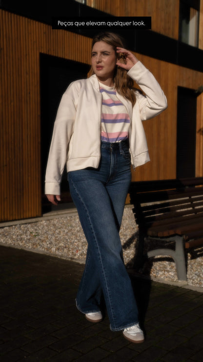 Bomber Jacket em Marfim Made in Portugal - Limon Rose | vista 19